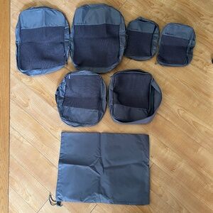 My Tagalong 7 Travel Packing Cubes 3 Sizes Dark Gray with Storage Bag Shoe Bag